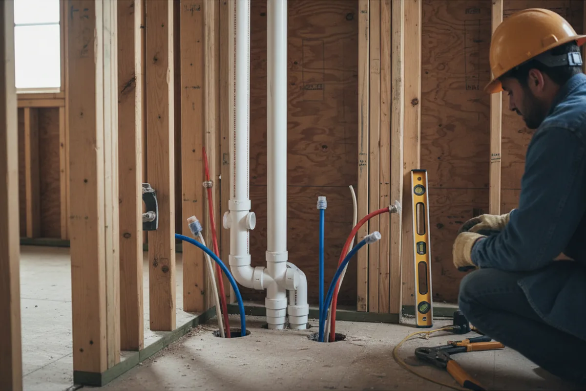 Drain and supply rough-in during Toilet Repair and Installation in Jackson